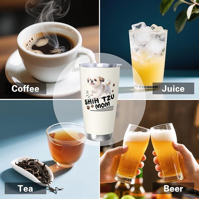 Best Shih Tzu Mom Gifts for Women, 20 Oz Shih Tzus Lover Travel Tumbler Mugs with Shih Tzus, Travel Mug Gift for Shih Tzu Mom