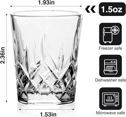 Ruckae 12 Pack 1.5 OZ Shot Glasses Set Crystal Shot Glass Bulk Clear Cone Shot Glasses for Vodka Tequila Whiskey Liquor