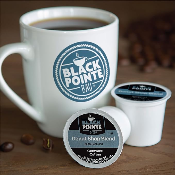 Black Pointe Bay Coffee, Donut Shop Blend, Medium Roast, 42 Count Single Serve Coffee Pods for Keurig K-Cup Brewers