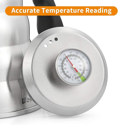 Pour Over Coffee Kettle with Thermometer for Exact Temperature 40 fl oz - Premium Stainless Steel Gooseneck Tea Kettle for Drip Coffee, French Press and Tea - Works on Stove and Any Heat Source