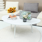 FIRMINANA Mid Century Modern Coffee Table,Large Oval White Coffee Table for Living Room,for Small Spaces,White-47.3
