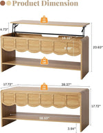 Load image into Gallery viewer, Lift Top Coffee Table with Hidden Compartment, 2 Tier Wooden Center Table with Wave Panel, Modern Lift Tabletop for Home Living Room Office, Natural