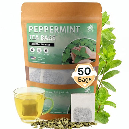 TeaDreamTea Peppermint Tea Bags - Alleviates Digestive Discomfort | Herbal Tea - Healthy Tea | Aromatic & Caffeine Free Tea - Bulk Tea Bags (50 Teabags)