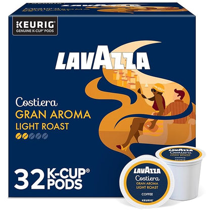 Lavazza Costiera Gran Aroma, Single-Serve Keurig K-Cup Pods, Light Roast Coffee, 32-Count Box