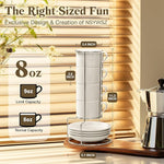 Load image into Gallery viewer, 5 Ounce White Porcelain Stackable Espresso Cups with Stainless Steel Holder, Set of 4, Durable Ceramic, Perfect for Home, Office or Gift