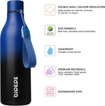 Load image into Gallery viewer, BJPKPK Insulated Water Bottles, 25 oz Stainless Steel Metal Water Bottle with Strap, BPA Free Leak Proof Jugs, Mugs, Flasks, Reusable Thermal Flasks for Sports &amp; Travel, Blue Black