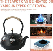 Cast Iron Teapot SECHUDO Teapot for Stovetop Safe Coated with Enameled Interior,Japanese Beautiful Tea Kettle with Stainless Steel Infuser for Loose Tea (40.6oz/1200ml)