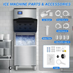 Load image into Gallery viewer, Commercial Ice Maker Machine 650LBS/24H with 350LBS Ice Storage Bin – 182 Cubes per Cycle in 6-15 Mins, Stainless Steel Industrial Ice Machine for Restaurants, Bars, Cafes &amp; Business Use
