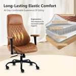 Load image into Gallery viewer, YFO Home Office Desk Chair High Back Office Rubber Casters Ergonomic Computer Chair with Lumbar Support Adjustable Height Rolling Swivel Chair Executive Task Armrests， Brown Leather