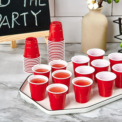 Lilymicky 300 PACK 2 oz Plastic Shot Glasses, Red Disposable Shot Cups, Mini Red Shot Cups, 2 oz Party Cups for Halloween Christmas Party