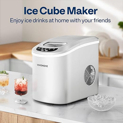 VIVOHOME Countertop Ice Maker 26lbs/Day 9 Ice Cubes in 6 Mins Ice Maker Machine with Hand Scoop and Self Cleaning Ice Cube Maker Red