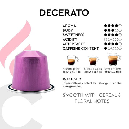 CARRARO 1927 Decerato - 100 Aluminum Coffee Pods Compatible with Nespresso Original line - Dewaxed, Wellness, Low Acidity, More Digestible, Intense Aroma, Medium Roast Coffee Capsules Made in Italy