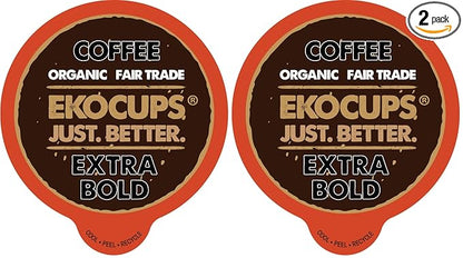 EKOCUPS Artisan Organic Bold Hot or Iced Coffee, Dark roast, in Recyclable Single Serve Cups for Keurig K-cup Brewers, 40 count (Pack of 2)