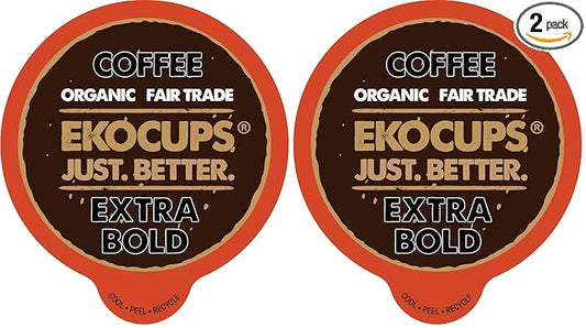 EKOCUPS Artisan Organic Bold Hot or Iced Coffee, Dark roast, in Recyclable Single Serve Cups for Keurig K-cup Brewers, 40 count (Pack of 2)