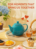 Load image into Gallery viewer, Sweese Teapot, Porcelain Tea Pot with Stainless Steel Infuser, Blooming &amp; Loose Leaf Teapot - 27ounce, Steel Blue