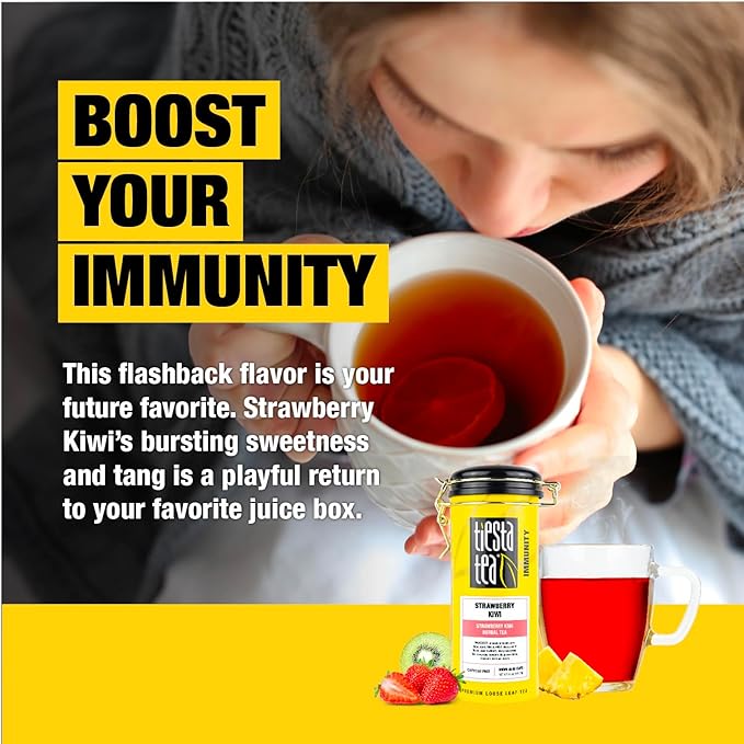 Tiesta Tea - Strawberry Kiwi Herbal Tea, Loose Leaf, Strawberry Hibiscus Kiwi Fruit Tea, Premium Caffeine-Free Herbal Blend, Make Hot or Iced & Up to 50 Cups, 5 oz Refillable Tin