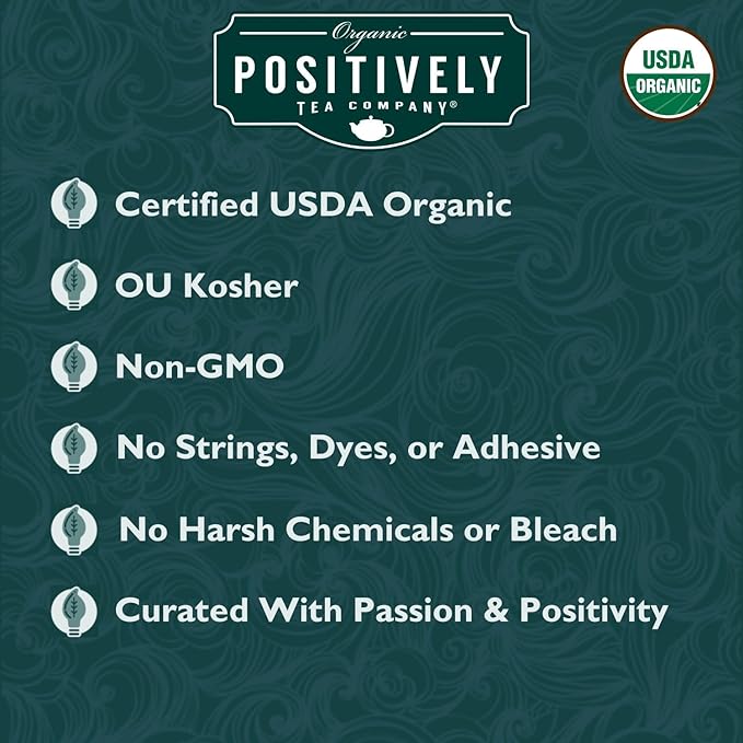 Organic Positively Tea Company, Spearmint Leaf Herbal Tea Bags, 100 Count, Eco-Friendly Tea Bags, Non-GMO