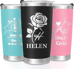 Load image into Gallery viewer, Made in USA - Personalized Tumbler with Engraved Name - Custom Coffee Mug Cup 20 Oz with Lid - Customized Valentines Day Gifts - Gifts for Boyfriend Girlfriend Husband Wife