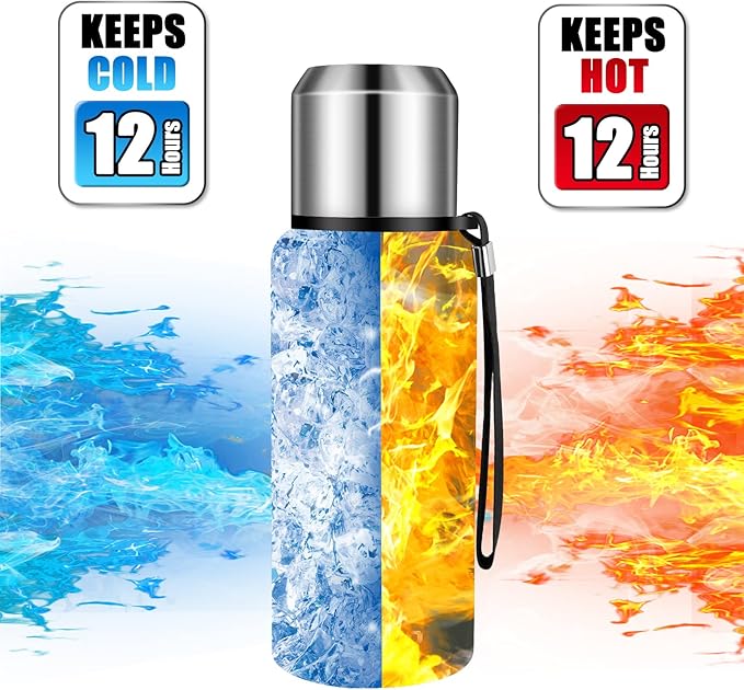 Insulated vacuum Thermo Bottle 500ml/16.9oz with cup Stainless steel coffee bottles for hot and cold drink water flask.(Green,500ml)