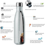 Load image into Gallery viewer, BJPKPK Insulated Water Bottles 17oz, Leak Proof Stainless Steel Water Bottle Keeps Cold for 24H and Hot for 12H, BPA Free,Silver