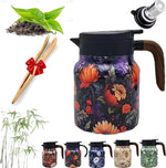 Load image into Gallery viewer, Infinite Tea Pot with Infuser, 316 Stainless Steel Infinite Vintage Floral Pattern Teapot Built-In Infuser, One-Handed Pour, Detachable Infinity Tea Pot Kettle for loose tea (Purple wood, 28Oz)
