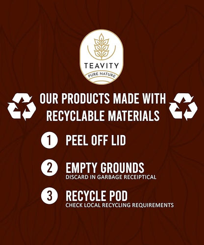 Organic Tulsi Tea Pods with Unsweetened Caffeinated Green Tea Pods for Keurig - Tulsi Green Tea by Teavity (36 Tea Pods)