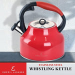 Load image into Gallery viewer, Emeril Lagasse 2.6 Quart/2.5 Liter Whistling Tea Kettle, Stainless Steel Tea Pot for Induction Stove Top, Fast to Boil Water for Home Kitchen Condo, with Ergonomic Cool Grip Handle, Red