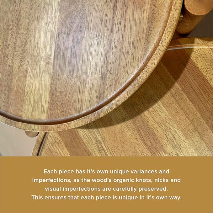 mopio Dylan Coffee Table, Small Round Coffee Table Set, 2 Piece Solid Wood, Boho, Farmhouse, Rustic, Modern, Circle, Living Room Table, Nesting Tables, with Sturdy Durable 3-Leg (Round Nesting Tables)