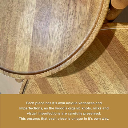 mopio Dylan Coffee Table, Small Round Coffee Table Set, 2 Piece Solid Wood, Boho, Farmhouse, Rustic, Modern, Circle, Living Room Table, Nesting Tables, with Sturdy Durable 3-Leg (Round Nesting Tables)