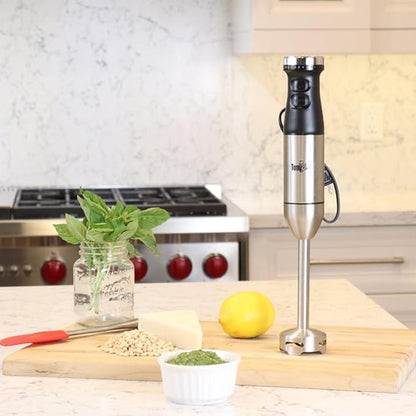 Total Chef Immersion Blender - Electric Handheld Stick Mixer with Stainless Steel Shaft, Variable Speed for Smoothies, Soups, Milkshakes, Baby Food, Puree, Batidora de Inmersión