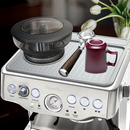 Tamping Mat for Breville 870/880, Espresso Tamper Mat for Barista Touch/Express, Silicone Prevent Scratching, Top Mat for Breville Espresso Machine Accessories, Waterproof Heat Resistant(Grey)