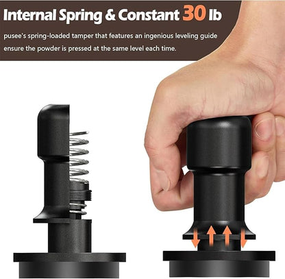 PUSEE 51mm Espresso Coffee Tamper,Premium Calibrated Espresso Tamper 30lb Coffee Tamper with Spring Loaded,Titanium Ripple Plating Base Ground Tamper for Barista Home Coffee Espresso Accessories