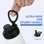 Load image into Gallery viewer, DOMICARE 16 oz Kids Water Bottle for School Stainless Steel Double Wall Vacuum Insulated Water Bottle with Straw lids &amp; Spout Lid, Leakproof BPA Free (White,8)