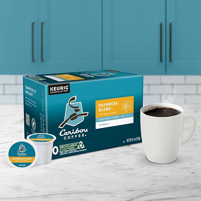 Caribou Coffee Daybreak Blend Keurig Single-Serve K-Cup Pod, Light Roast Coffee(Pack of 6, 60 Count Total)