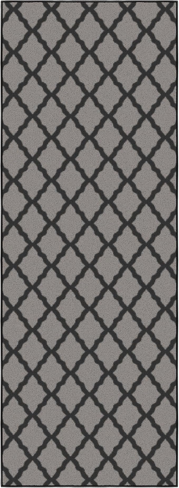 Ottomanson Hallway Runner Rug 2'2" x 6' Non Slip Trellis Area Rugs Easy to Clean Laundry Rug Runner Durable & Pet Friendly Floor Carpet Runners for Hallways Entryway Living Room Kitchen, Dark Gray