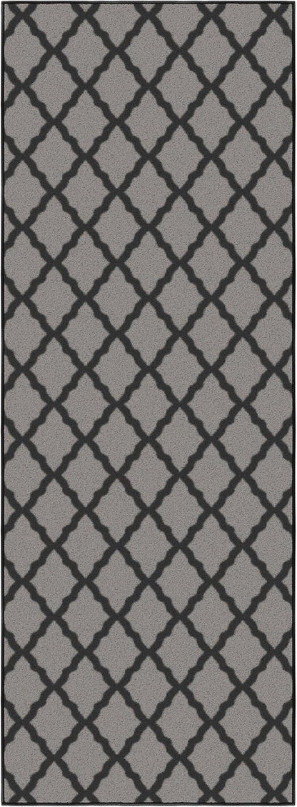 Ottomanson Hallway Runner Rug 2'2" x 6' Non Slip Trellis Area Rugs Easy to Clean Laundry Rug Runner Durable & Pet Friendly Floor Carpet Runners for Hallways Entryway Living Room Kitchen, Dark Gray