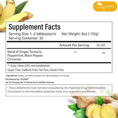 TOG999, 12oz/200 cups Anti-Inflammaheb Loose Leaf Tea | 100% Natural Blend of Ginger, Turmeric, Peppermint, Black Pepper & Cinnamon | Caffeine-Free, Sugar-Free, Gluten-Free, Vegan, Handcrafted