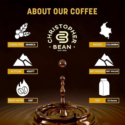 Christopher Bean Coffee - Certified Kosher - Decaf Ground Caramel Butter Crunch Flavored Coffee with Medium Roast | Caramel Butter Crunch Coffee No Sugar with 100% Arabica, No Fats, Non-GMO | 10-Ounce