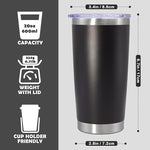 Load image into Gallery viewer, 20oz Tumbler Bulk Stainless Steel Tumbler Cup with Lid Vacuum Insulated Double Wall Travel Mug, Durable Powder Coated Travel Coffee Tumbler Mug for Hot &amp; Cold Drinks, Black,8 Pack