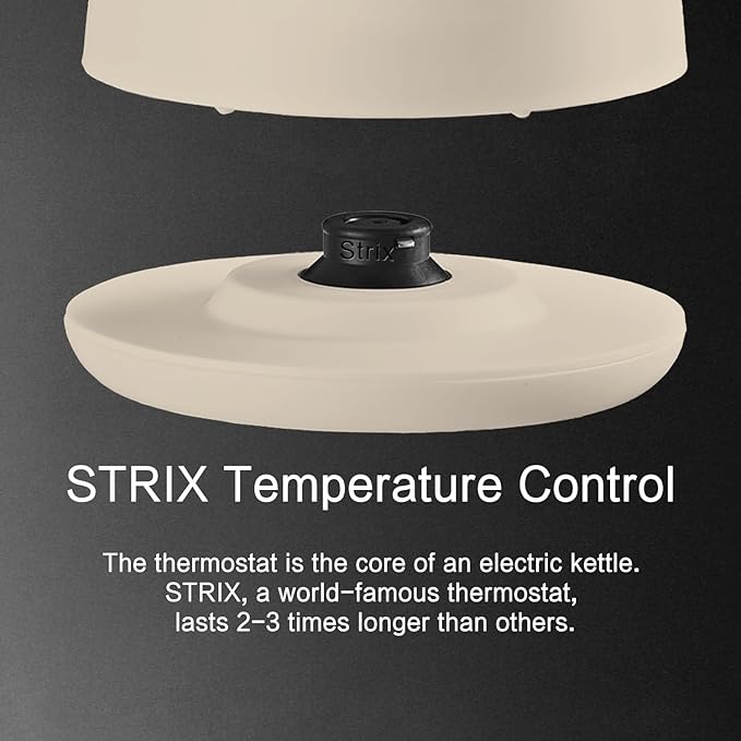 1.5L Electric Kettle Stainless Steel, Double Wall Cool Touch Teapot, Fast Boil,5 Temperature Control, LED Display, Auto Shut-Off,Keep Warm Function,Cream White