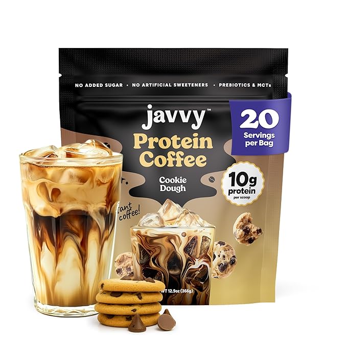 Cookie Dough Protein Iced Coffee - Premium Whey Protein & Instant Iced Coffees - 100% Natural Cold Brew Coffee - Zero Artificial Flavors & Sweeteners, 80 mg Caffeine Per Serving, 20 Servings