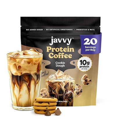 Cookie Dough Protein Iced Coffee - Premium Whey Protein & Instant Iced Coffees - 100% Natural Cold Brew Coffee - Zero Artificial Flavors & Sweeteners, 80 mg Caffeine Per Serving, 20 Servings