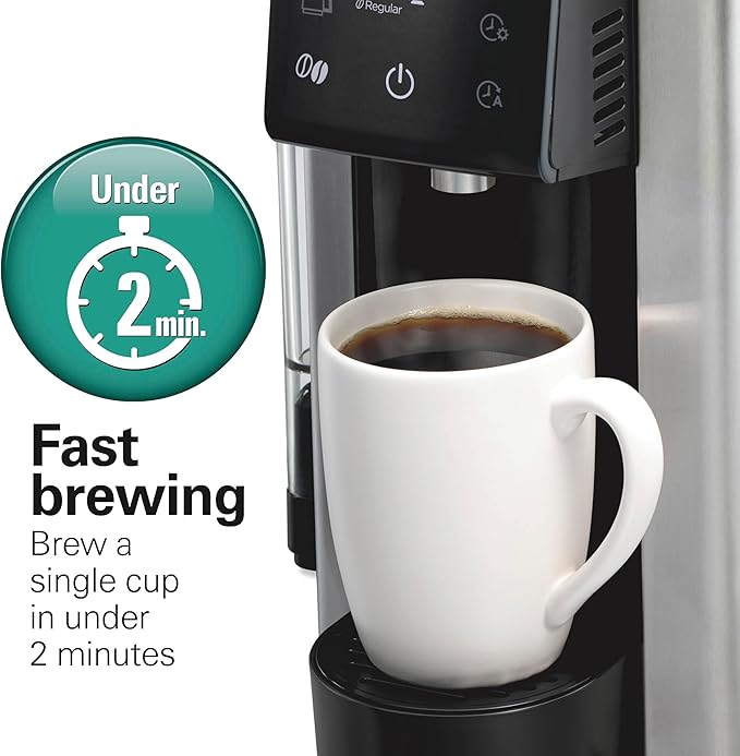 Hamilton Beach FlexBrew Advanced 5-in-1 Programmable 12 Cup Drip and Single Serve Hot & Iced Coffee Maker with Movable 60oz. Water Reservoir, Use Pod Packs and Grounds, Fast Brewing, Black (49924)