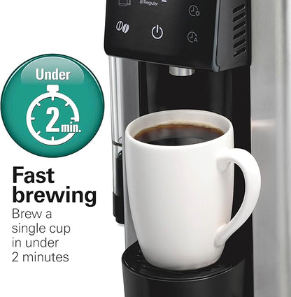 Hamilton Beach FlexBrew Advanced 5-in-1 Programmable 12 Cup Drip and Single Serve Hot & Iced Coffee Maker with Movable 60oz. Water Reservoir, Use Pod Packs and Grounds, Fast Brewing, Black (49924)