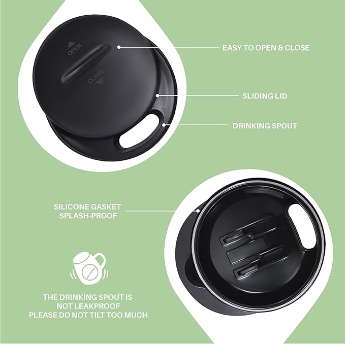 Ideus 16 oz Insulated Coffee Mug with Handle and Lid, Double Wall Stainless Steel Vacuum Thermal Coffee Mug, Travel Coffee Cup Thermal Cup for Home and Office, Avocado Green