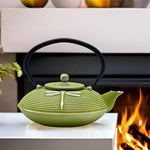 Load image into Gallery viewer, Cast Iron Teapot,SECHUDO Tea Kettle Coated with Enameled Interior for Loose Tea,Cast Iron Teapot with Stainless Steel Infuser for Stovetop Safe (27.1oz Flat Dragonfly Pattern)