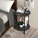Load image into Gallery viewer, Round Side Table, 2-Tier Circle End Tables with Storage Wood Rustic 15.75" Small End Tables Farmhouse Side Table for Living Room Bedroom Balcony Small Spaces - Grey