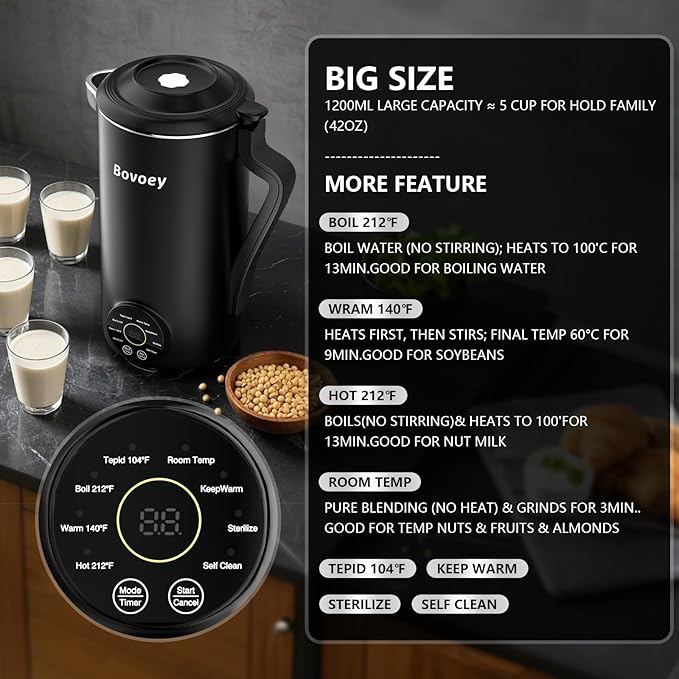 Nut Milk Maker Machine, Automatic Nut Milk Maker for Almond Homemade Milk,Oat,Plant-Based Milk and Countertop Blenders Almond Milk Maker Blenders,40oz Soy Milk Maker Delay Start/Self Clean/Keep Warm