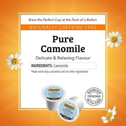 Twinings Pure Camomile Herbal Tea K-Cup Pods for Keurig, 24 Count (Pack of 1), Made with Pure Camomile Blossoms, Naturally Caffeine-Free, Enjoy Hot or Iced