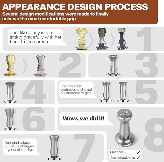 MEION Espresso Tamper 53.3mm Coffee Tamper, Calibrated Dual Spring Loaded Barista Tamper with Stainless Steel Base, Comes with aluminum storage pad (53.3MM, Silver)